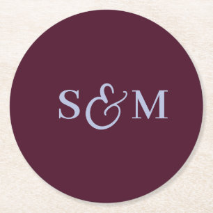 Eenvoudig Schuingeschreven Ampersand Monogram Trou Ronde Kartonnen Onderzetter