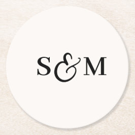 Eenvoudig Schuingeschreven Ampersand Monogram Trou Ronde Kartonnen Onderzetter