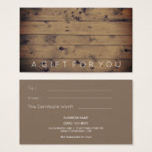 eenvoudig schuurhout | Rustic Gift Kaart Certifica (Voorkant /achterkant)