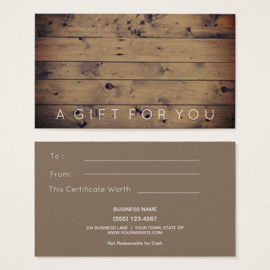 eenvoudig schuurhout | Rustic Gift Kaart Certifica (Voorkant /achterkant)