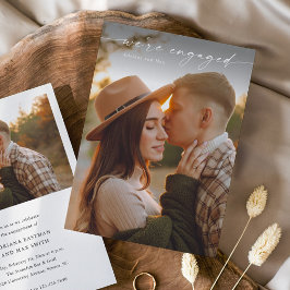 Eenvoudig Script 2 Foto Bruiloft Verloving Invitat Kaart