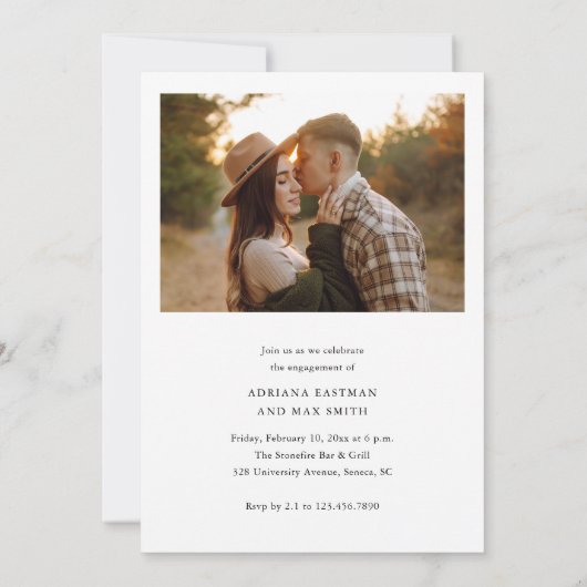 Eenvoudig Script 2 Foto Bruiloft Verloving Invitat Kaart (Achterkant)