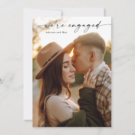 Eenvoudig script 2 foto bruiloft Verloving Kaart (Voorkant)