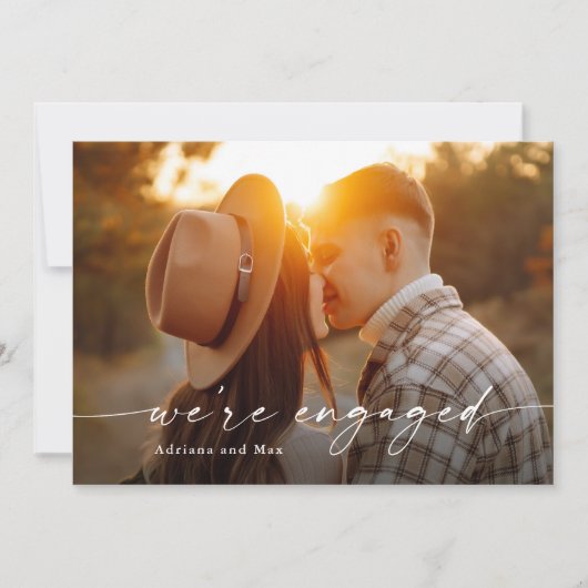 Eenvoudig script 2 foto bruiloft Verloving Kaart (Voorkant)