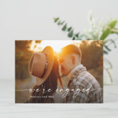 Eenvoudig script 2 foto bruiloft Verloving Kaart (Staand voorkant)