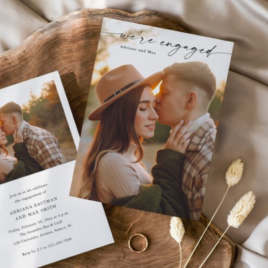 Eenvoudig script 2 foto bruiloft Verloving Kaart