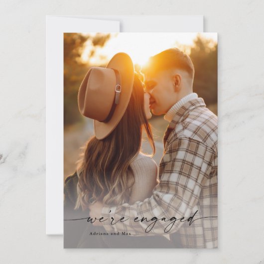 Eenvoudig script 2 foto bruiloft Verloving Kaart (Voorkant)