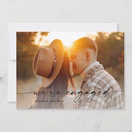 Eenvoudig script 2 foto bruiloft Verloving Kaart (Voorkant)