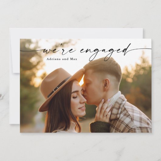 Eenvoudig script 2 foto bruiloft Verloving Kaart (Voorkant)