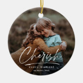 Eenvoudig script 2 foto Kerstvakantie Keramisch Ornament (Voorkant)