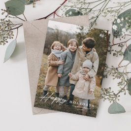 Eenvoudig script 3 foto blij feestdagenkaart