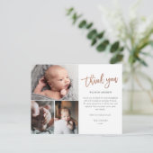 Eenvoudig script 3 Foto Collage Baby Dank Briefkaart (Staand voorkant)