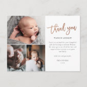 Eenvoudig script 3 Foto Collage Baby Dank Briefkaart (Voorkant)