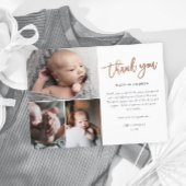 Eenvoudig script 3 Foto Collage Baby Dank Briefkaart