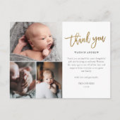 Eenvoudig script 3 Foto Collage Baby Hartelijk dan Briefkaart (Voorkant)