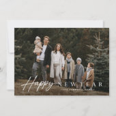 Eenvoudig script 3 foto Gelukkig Nieuwjaar Feestdagenkaart (Voorkant)
