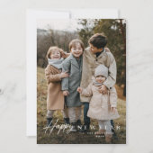 Eenvoudig script 3 foto Gelukkig Nieuwjaar Feestdagenkaart (Voorkant)