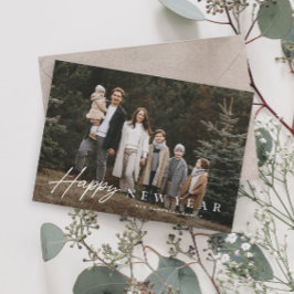 Eenvoudig script 3 foto Gelukkig Nieuwjaar Feestdagenkaart