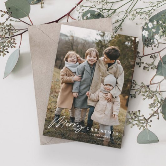 Eenvoudig script 3 foto Vrolijk kerstfeest Feestdagenkaart