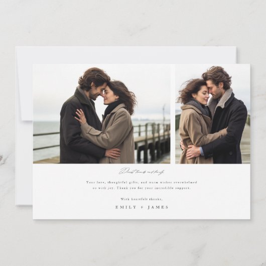 Eenvoudig script 4 foto bruiloft bedankkaart (Achterkant)
