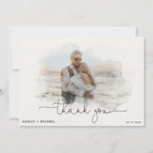 Eenvoudig script 4 Foto Waterverf Weddenschap Hart Bedankkaart (Voorkant)