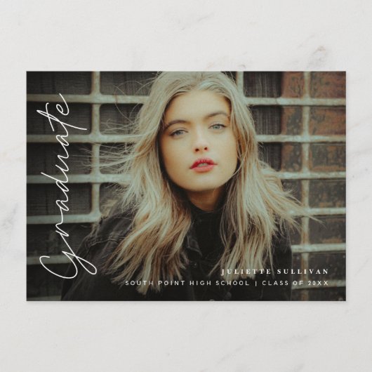 Eenvoudig script 4 Photo Graduation Invitations (Voorkant)