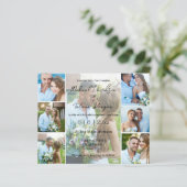Eenvoudig script 7 foto's collage bruiloft uitnodi (Staand voorkant)