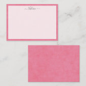 Eenvoudig script, aangepast Girly Pink Notitiekaartje (Voorkant / Achterkant)