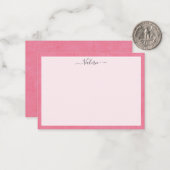 Eenvoudig script, aangepast Girly Pink Notitiekaartje (Voorkant / Achterkant in situ)