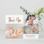 Eenvoudig Script Aangepaste baby-geboortestatistie Bedankkaart (Staand voorkant)