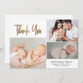 Eenvoudig Script Aangepaste baby-geboortestatistie Bedankkaart (Voorkant / Achterkant)