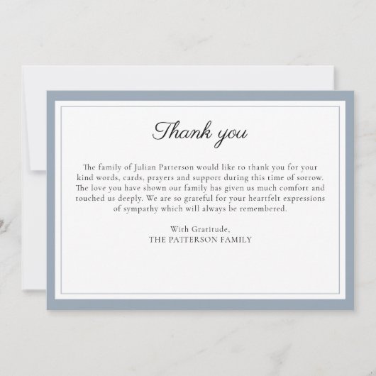 Eenvoudig Script Aangepaste begrafenisfoto Dank u  Kaart (Voorkant)