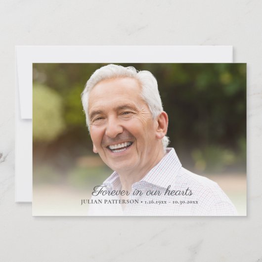 Eenvoudig Script Aangepaste begrafenisfoto Dank u Kaart (Achterkant)