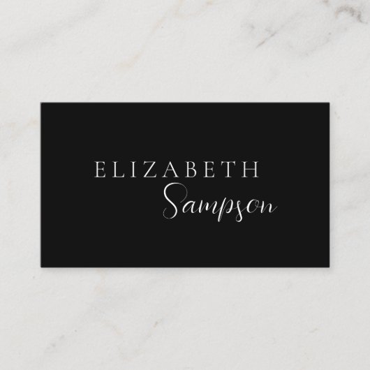 Eenvoudig script Aangepaste naam zwart Visitekaartje (Voorkant)