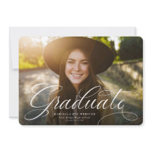 Eenvoudig script afgestudeerd elegant rood afstude