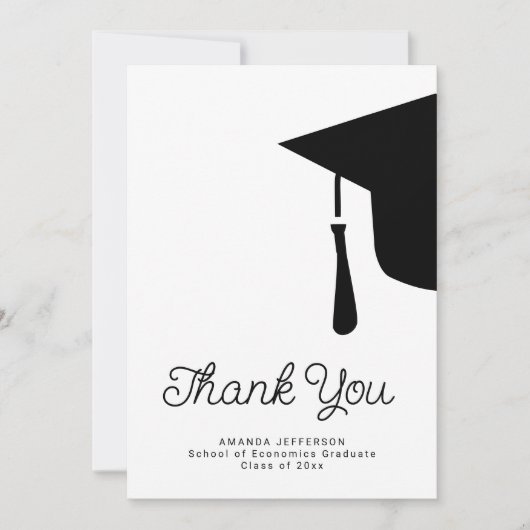 Eenvoudig script afstuderen aangepaste bedankkaart aankondiging (Voorkant)