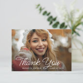 Eenvoudig script afstuderen dank u fotokaart bedankkaart (Staand voorkant)