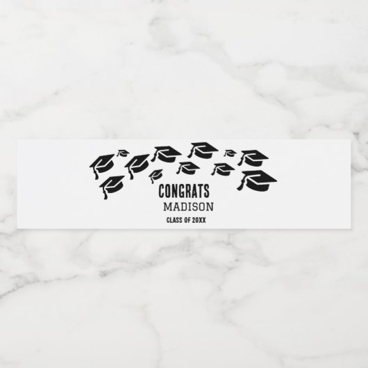 Eenvoudig script afstuderen fles waterfles etiket (Enkel label)