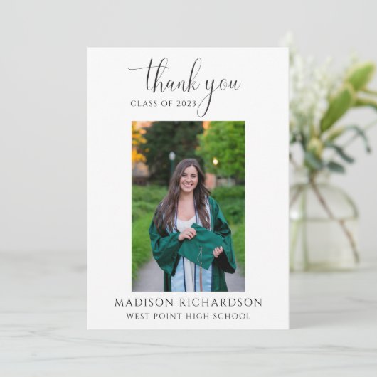 Eenvoudig script Afstuderen Foto Hartelijk dank Kaart (Staand voorkant)
