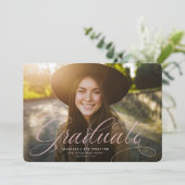 Eenvoudig script afstuderen gouden roze afstuderen aankondiging (Staand voorkant)