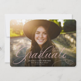 Eenvoudig script afstuderen gouden roze afstuderen aankondiging