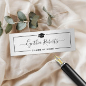 Eenvoudig script Afstuderen Silver Metallic look Contactkaartje