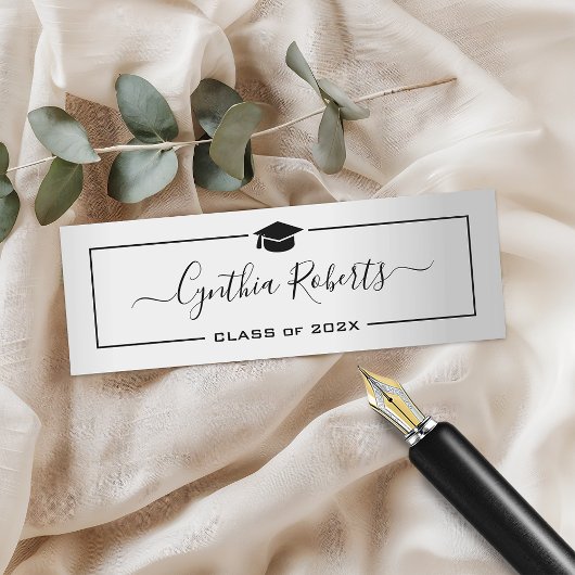 Eenvoudig script Afstuderen Silver Metallic look Contactkaartje