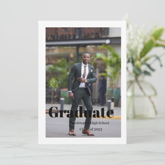 Eenvoudig script afstuderen uitnodigkaart kaart (Staand voorkant)