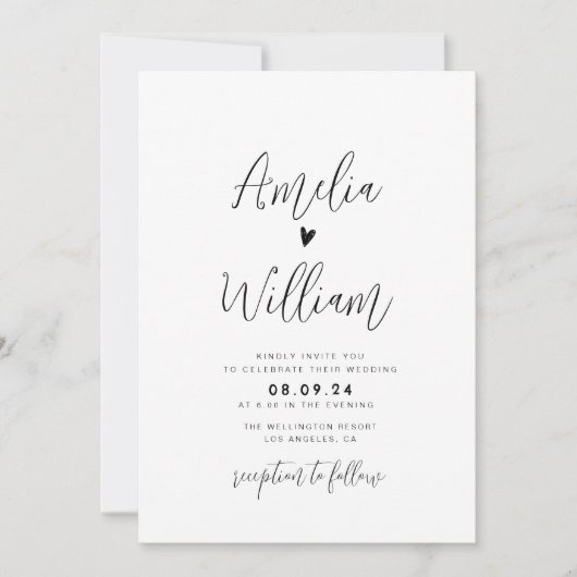 eenvoudig script alles in één QR code bruiloft Kaart (Voorkant)