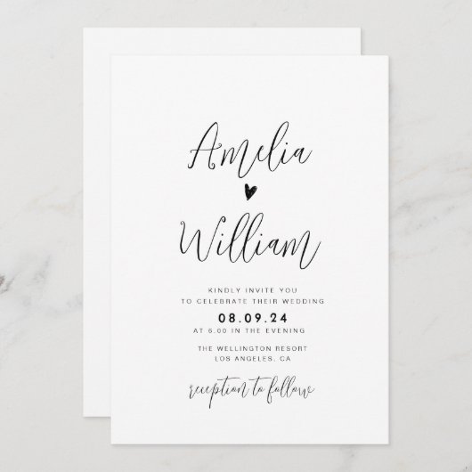 eenvoudig script alles in één QR code bruiloft Kaart (Voorkant / Achterkant)