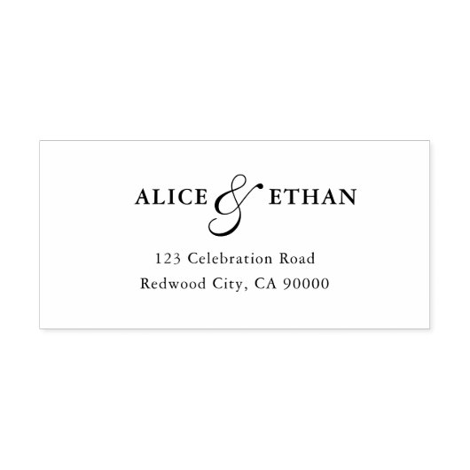 Eenvoudig Script Ampersand Bruiloft Retouradres Zelfinktende Stempel (Design)
