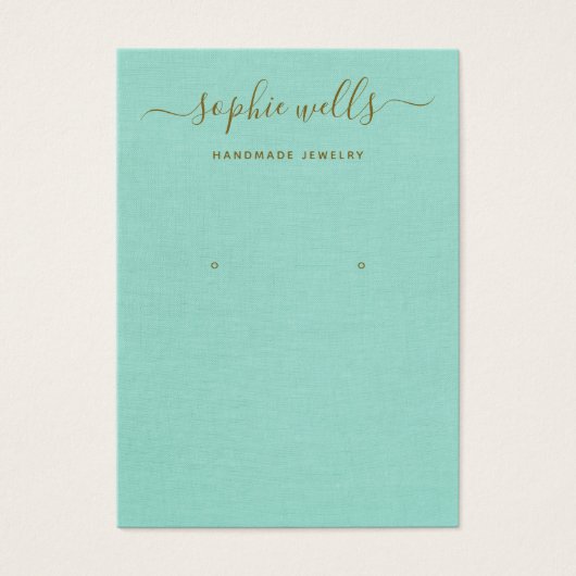 Eenvoudig Script Aqua Blue Earring Display Holder Visitekaartje (Voorkant)