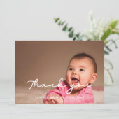 Eenvoudig script Baby shower dank u kaart (Staand voorkant)