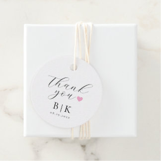 Eenvoudig Script Bedankt met Hart Witte Trouwdag Bedankjes Labels